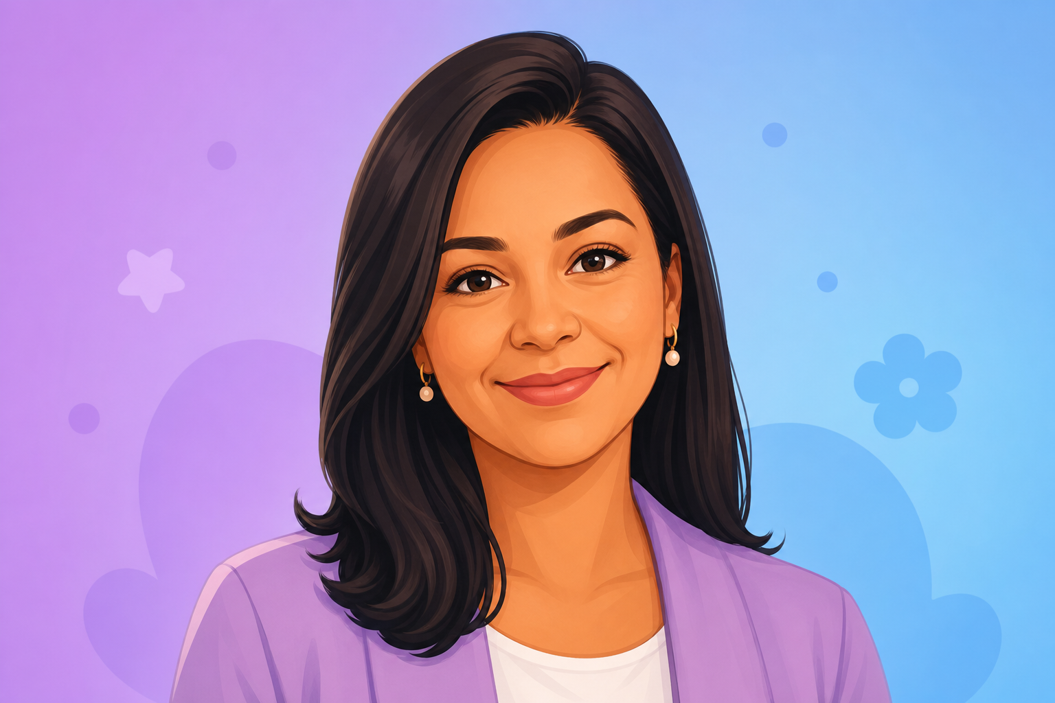 Retrato ilustrado de Ana Paula, psicopedagoga