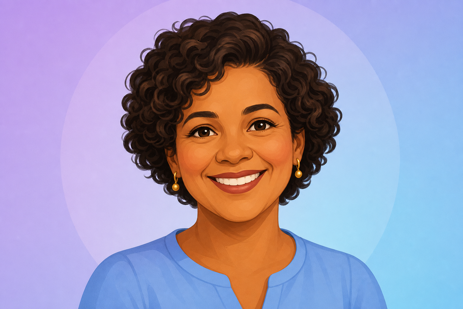 Retrato ilustrado de Carla Souza, professora de Educação Infantil