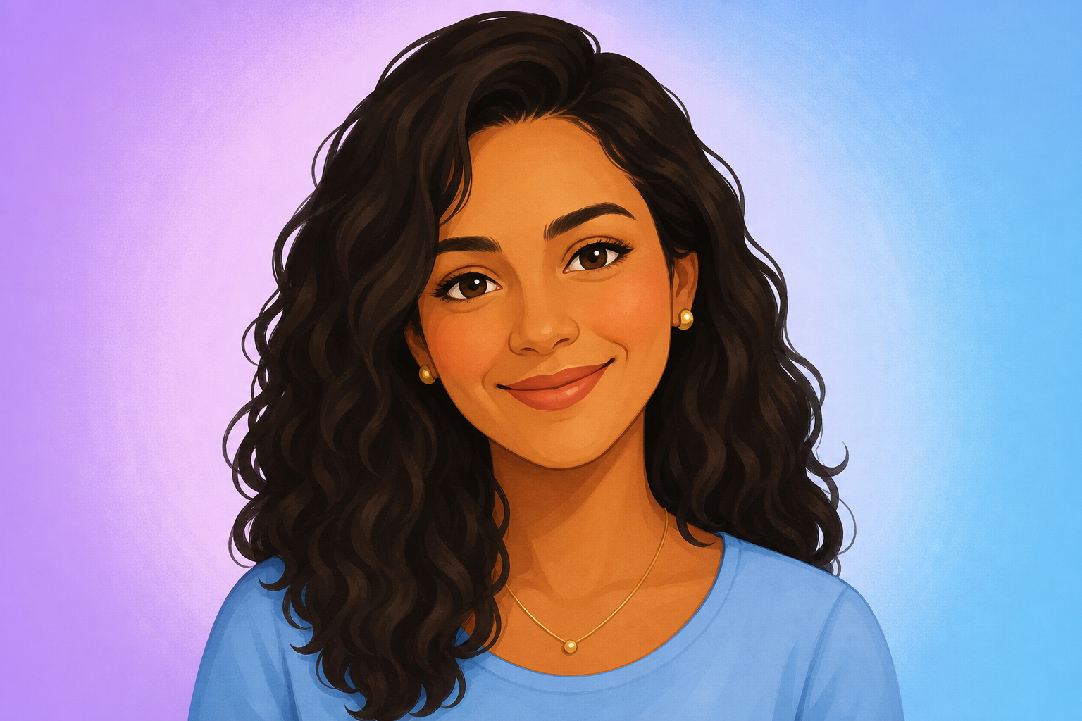 Retrato ilustrado de Mariana Silva, mãe do Theo